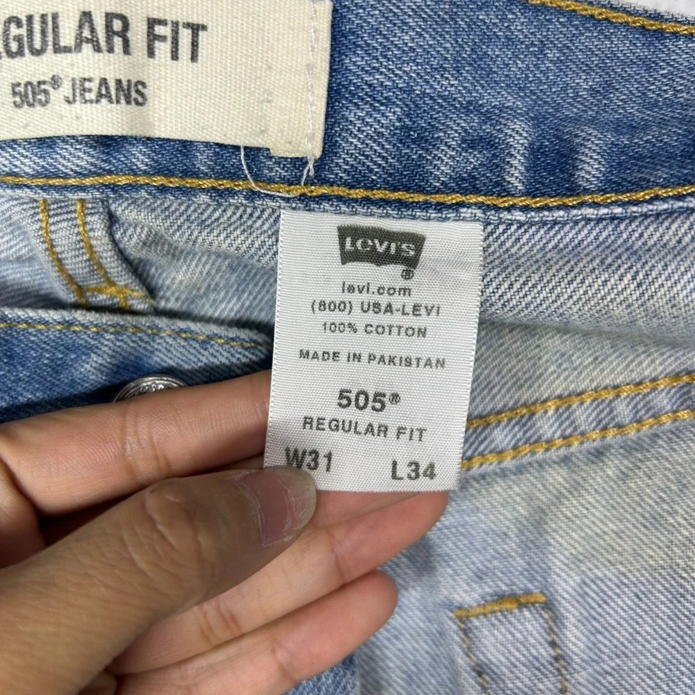 Levi's 505 Jeans Men's‎ Blue Denim Pockets Regular Fit Straight Zip Fly - 28X33